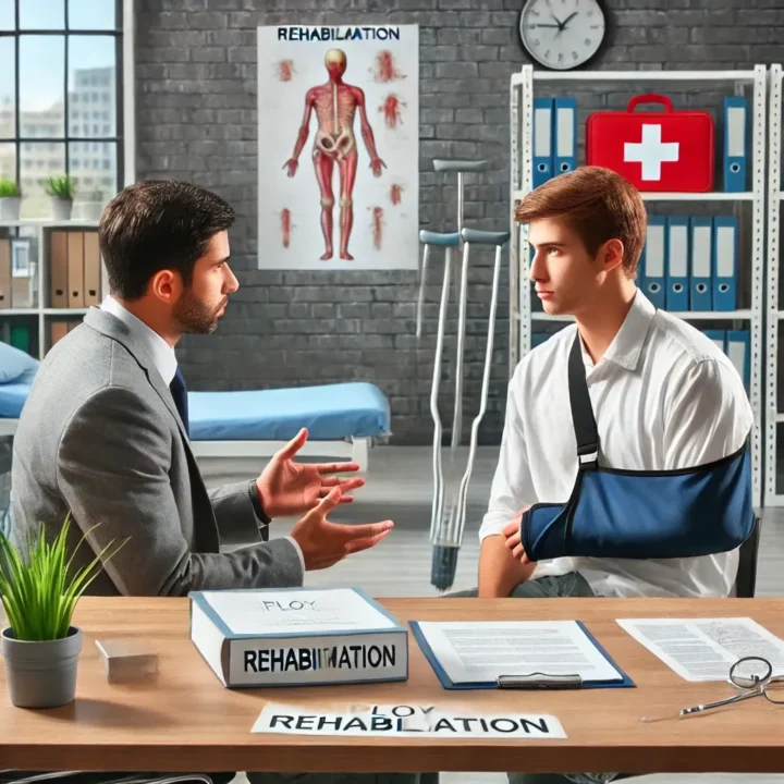 An_office_scene_representing_a_discussion_about_illness_rehabilitation